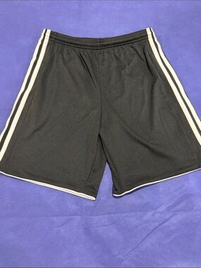 adidas Black Athletic Shorts with White Side Stripes